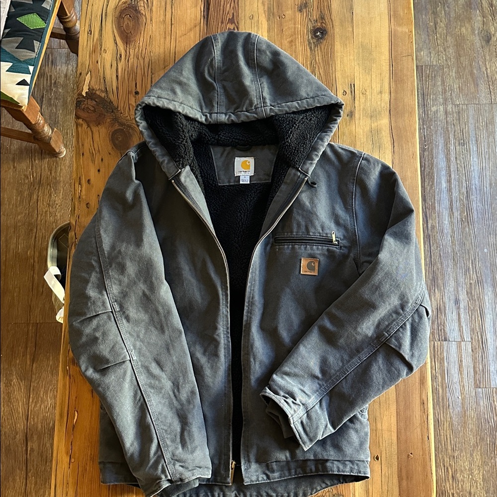 Carhartt Men's Sherpa-lined Washed Duck Hooded Jacket